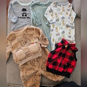 Cozy Baby Clothing Set with Red Plaid Vest